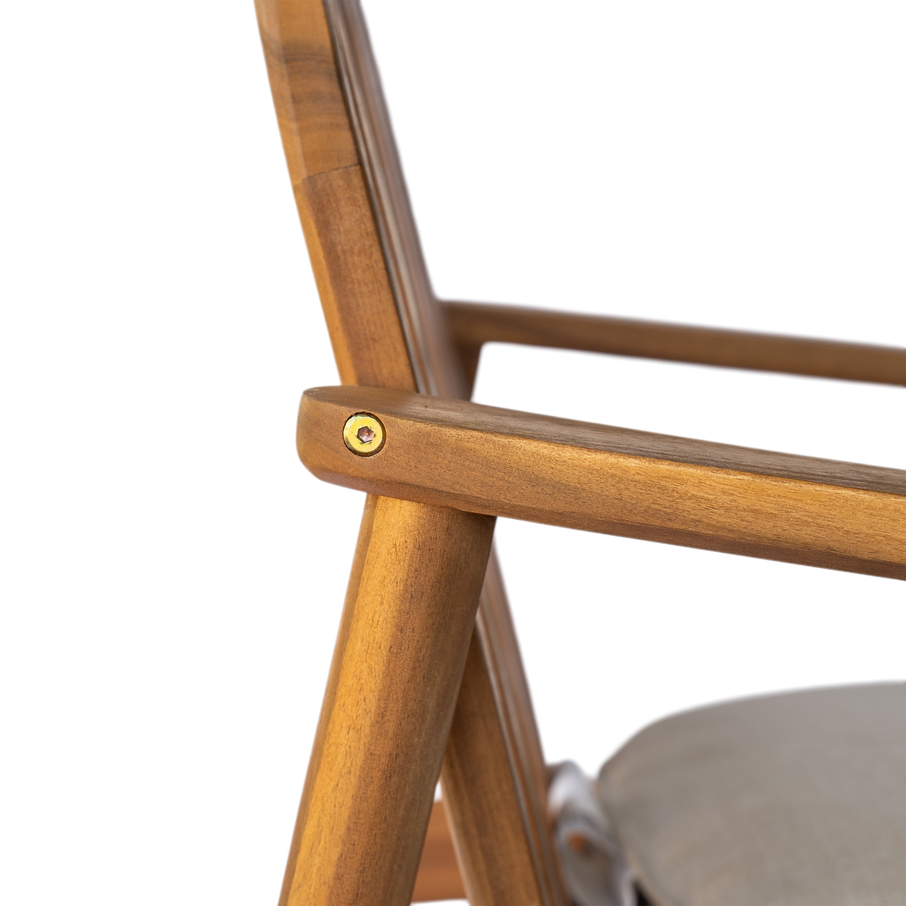 Outdoor Dining Chair Set of 2 with Acacia Wood Frame and Cushion, Patio Dining Chairs and Garden Seating with Beige Fabric, Teak and Beige