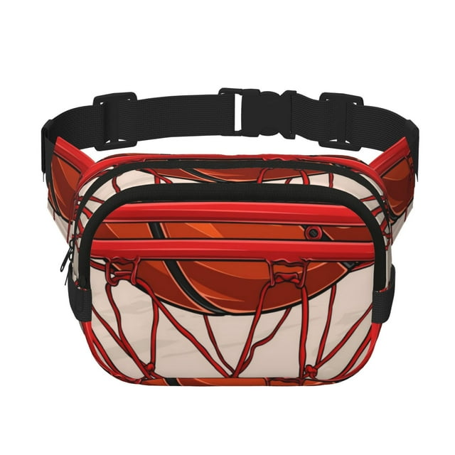 Adobk Basketball Shot Pattern Square Double Layer Waist Bag for Outdoor, Travel, Sports - Adjustable Waist Strap, Durable Zipper Pockets
