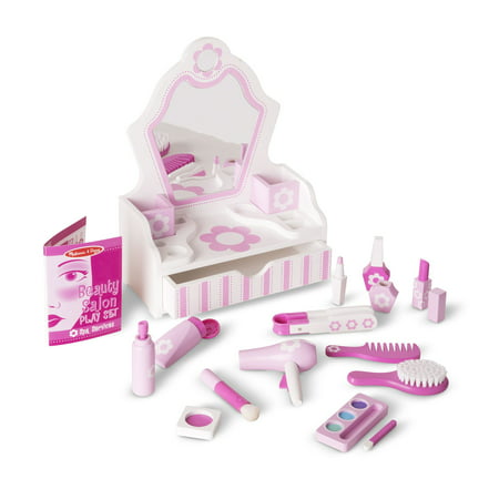 Melissa & Doug Wooden Beauty Salon Play Set With Vanity and Accessories (18