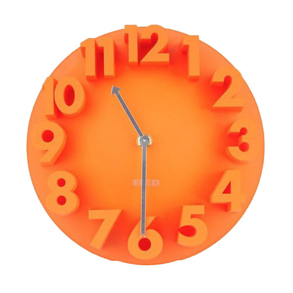 Modern Round Digital 3D Wall Clock Home Office Decoration,White/Red/Orange/Black 