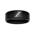 thumbnail image 3 of Men's Black Stainless Steel Diamond Accent Wedding Band, 3 of 5