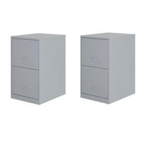 Home Square Set of 2 18"D 2 Drawer Metal File Cabinet - Gray