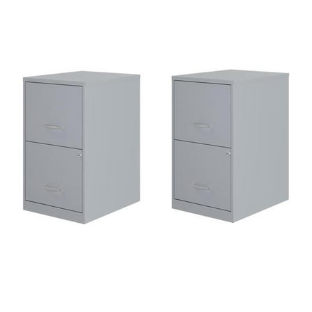 Home Square Set of 2 18"D 2 Drawer Metal File Cabinet - Gray