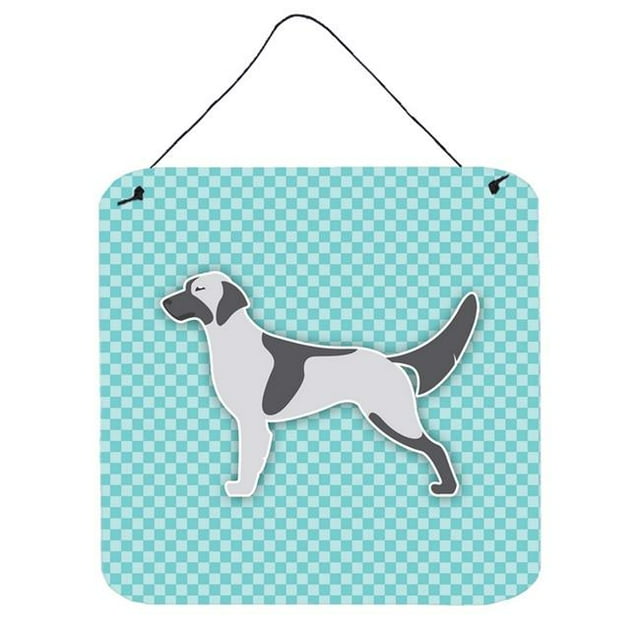 English Setter Checkerboard Blue Wall or Door Hanging Prints