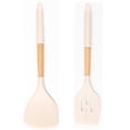 thumbnail image 1 of Juego de 2 herramientas de cocina ergonómicas antirayaduras con mango de madera natural para utensilios de cocina antiadherentes en color crema, 1 of 5