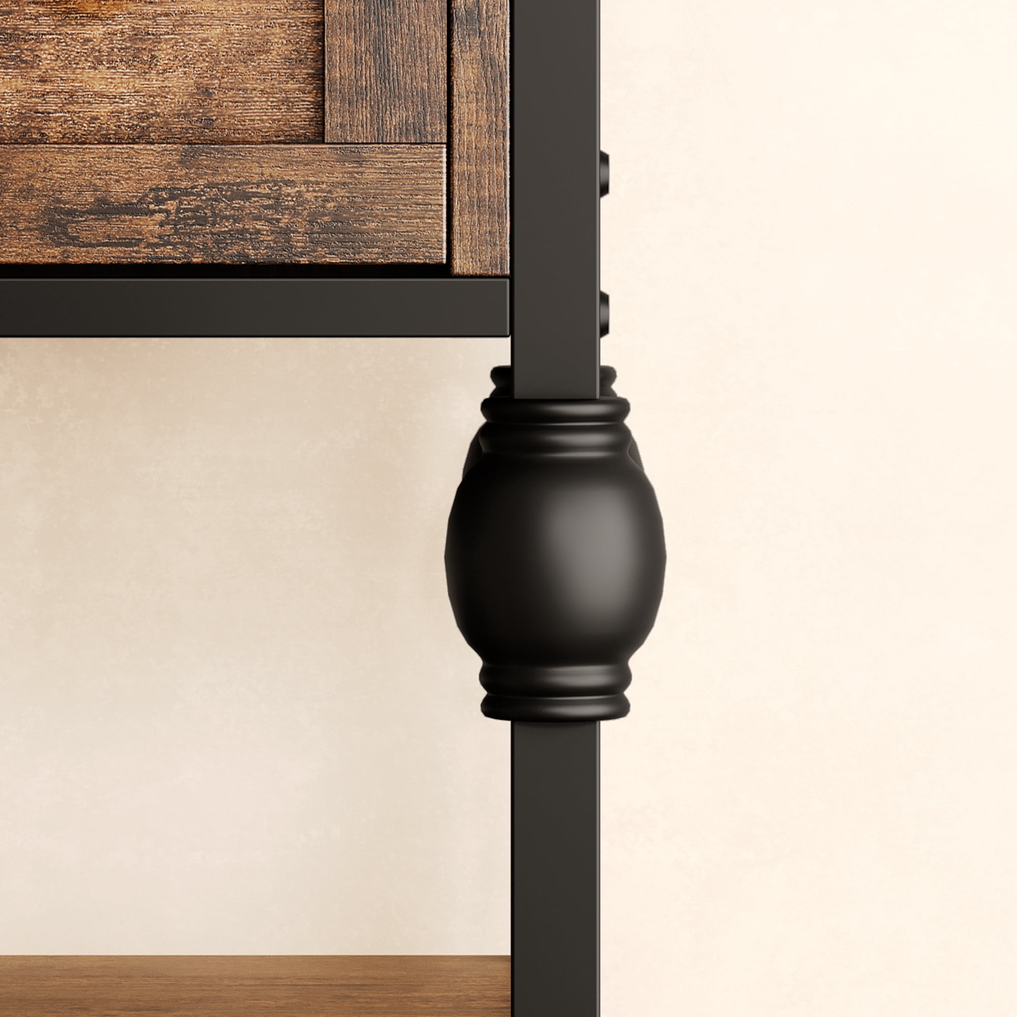 52.5 Inch Long Console Tables for Entryway with 3 Drawers, 3-Tier Industrial Metal Frame Sofa Table with Roman Column Legs for Hallway, Living Room, Foyer, Retro