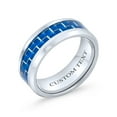 thumbnail image 4 of Bling Jewelry Mens Unisex Titanium Wedding Band Ring with Simulated Blue Opal Inlay for Couples, 4 of 4
