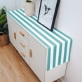 thumbnail image 5 of Table Runner Dresser Scarves 72 Inch Long, Summer Sea Aqua and White Stripe Linen Dining Table Runners Rustic Striped Texture Tabletop Scarf for Wedding Holiday Party Kitchen, 5 of 7