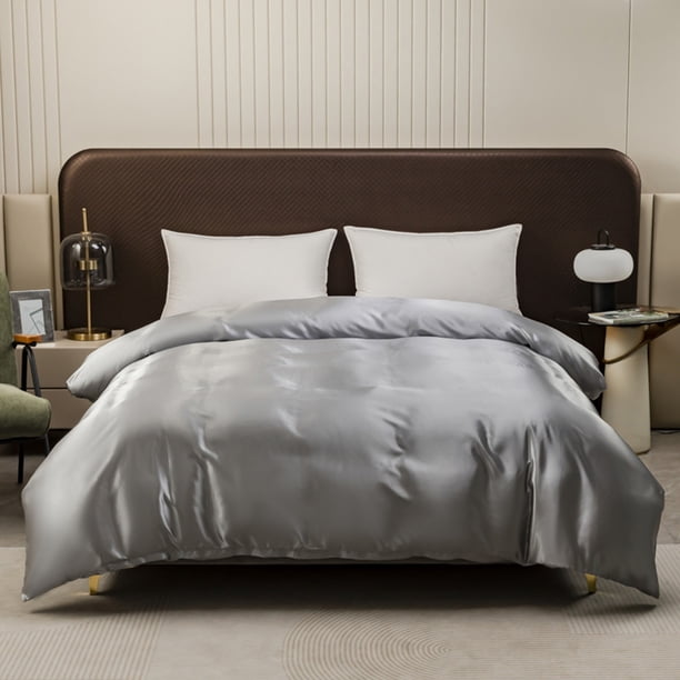Funda Nórdica de Seda de Lujo con Cierre de Cremallera | Gris | 203 X 229 Cm | Fácil Cuidado | 1 Unidad