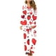 thumbnail image 5 of RKSTN Women's Valentines Pajama Sets Plus Size Notch Collar Button Down Valentine's Day Print T Shirt Top and Pjs Pant 2 Piece Matching Set Casual Lapel Sleepwear Shirt Pjs Loungewear Two Piece Set, 5 of 6