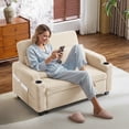 thumbnail image 3 of Ktaxon Sofa Bed, Corduroy Mechanical Pull-Out Loveseat, Convertible Couch for Living Room, Apartment Beige, 3 of 11