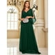 thumbnail image 4 of XUIBOL-Vestidos de gasa de manga larga para mujer, ropa de noche verde, Sexy, con abertura alta, espalda en V, Formal, para fiesta de boda, 4 of 5
