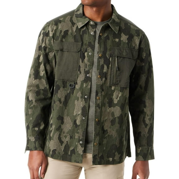 Bass Outdoor Mens Shacket Coat XL Green Camouflage