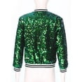 thumbnail image 4 of Eandarui Girls Shiny Sequin Bomber Jacket for Hip Hop Jazz Dsico Dance Costume Club Party Outerwear Green 16, 4 of 6