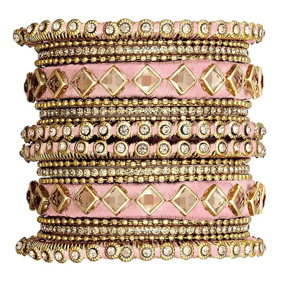 Traditional Silk Thread Kundan Bangle Set Gift for Women