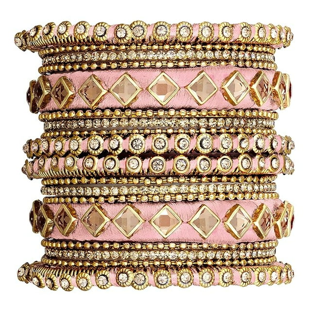 Traditional Silk Thread Kundan Bangle Set Gift for Women