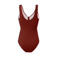 thumbnail image 6 of Wamejoo Women One Piece Swimsuit Solid Ribbed Monokini Swimwear Scoop Neck Low Back Bathing Suit (Brick Red, S), 6 of 6
