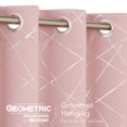 thumbnail image 3 of Cortinas opacas Deconovo con estampado geométrico laminado, aislantes térmicos y ahorro de energía, paneles opacos para ventanas, rosa coral/línea geométrica, 42 x 95 pulgadas, para el hogar, 3 of 6
