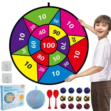 cyrico Large Dart Board for Kids, 28.3" Kids Dart Board with 12 Sticky Balls and 2 Darts, Indoor Outdoor Party Play Game Toys Birthday Gifts for Boys and Girls