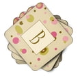 thumbnail image 2 of Letter B Initial Monogram - Tan Dots Foam Coaster Set of 4, 2 of 3