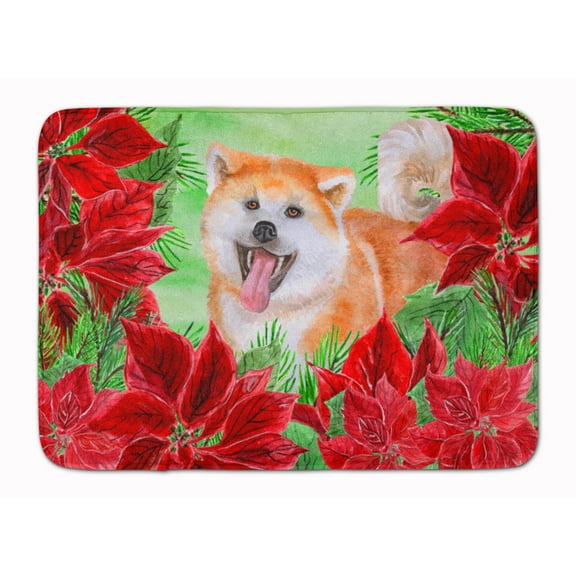 Akita Poinsettas Machine Washable Memory Foam Mat