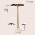 thumbnail image 2 of JONATHAN Y Colby 24.5" Classic Cottage Wood/Metal Drink Table and Decorative End Table with Quatrefoil Top and White Marble Base, Dark Brown/Gold, END3000B, 2 of 5