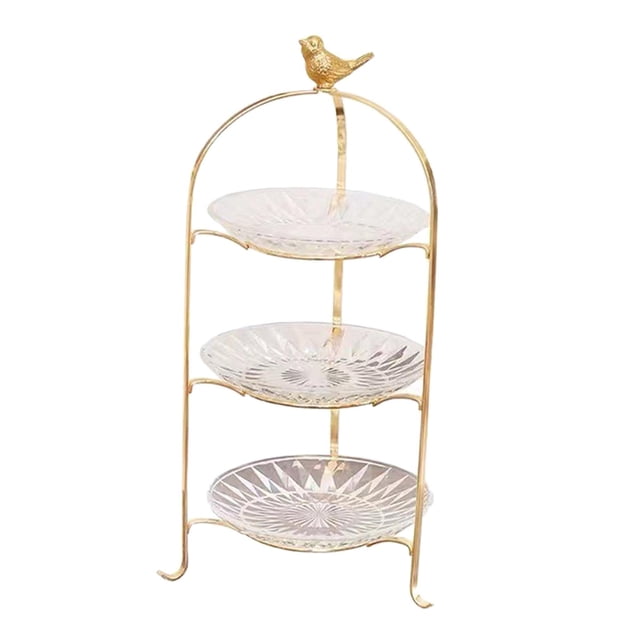Soporte de pastel antiguo Bandeja de servicio de 3 niveles Plato de servicio de postre Estante de exhibición extraíble Soporte de cupcake para cocina 3 pisos Macarena Puesto de pasteles