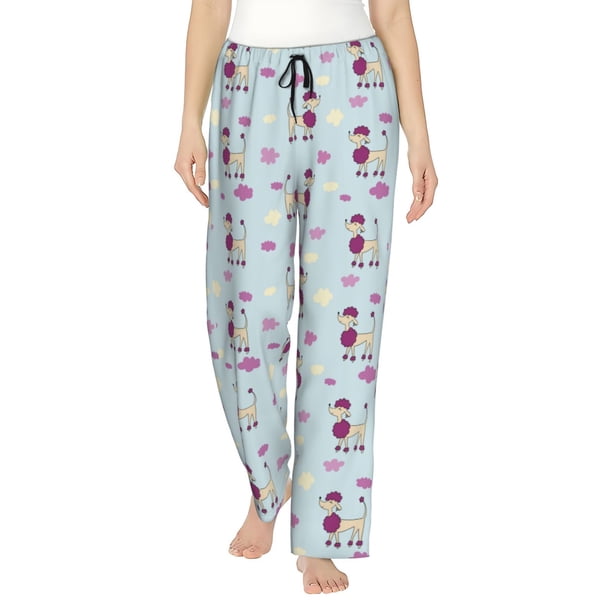 Balery Poodle Dog Pantalones de pijama para mujer, pijamas ultraligeros, pantalones de estar por casa-X-Large