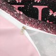 thumbnail image 4 of jejeloiu Pink Personalized Monogram U Queen Duvet Cover Set For Girls,Chic Glitter Print Initial Design Bedding For Kids,Pink Reversible,3-Piece(No Comforter), 4 of 6