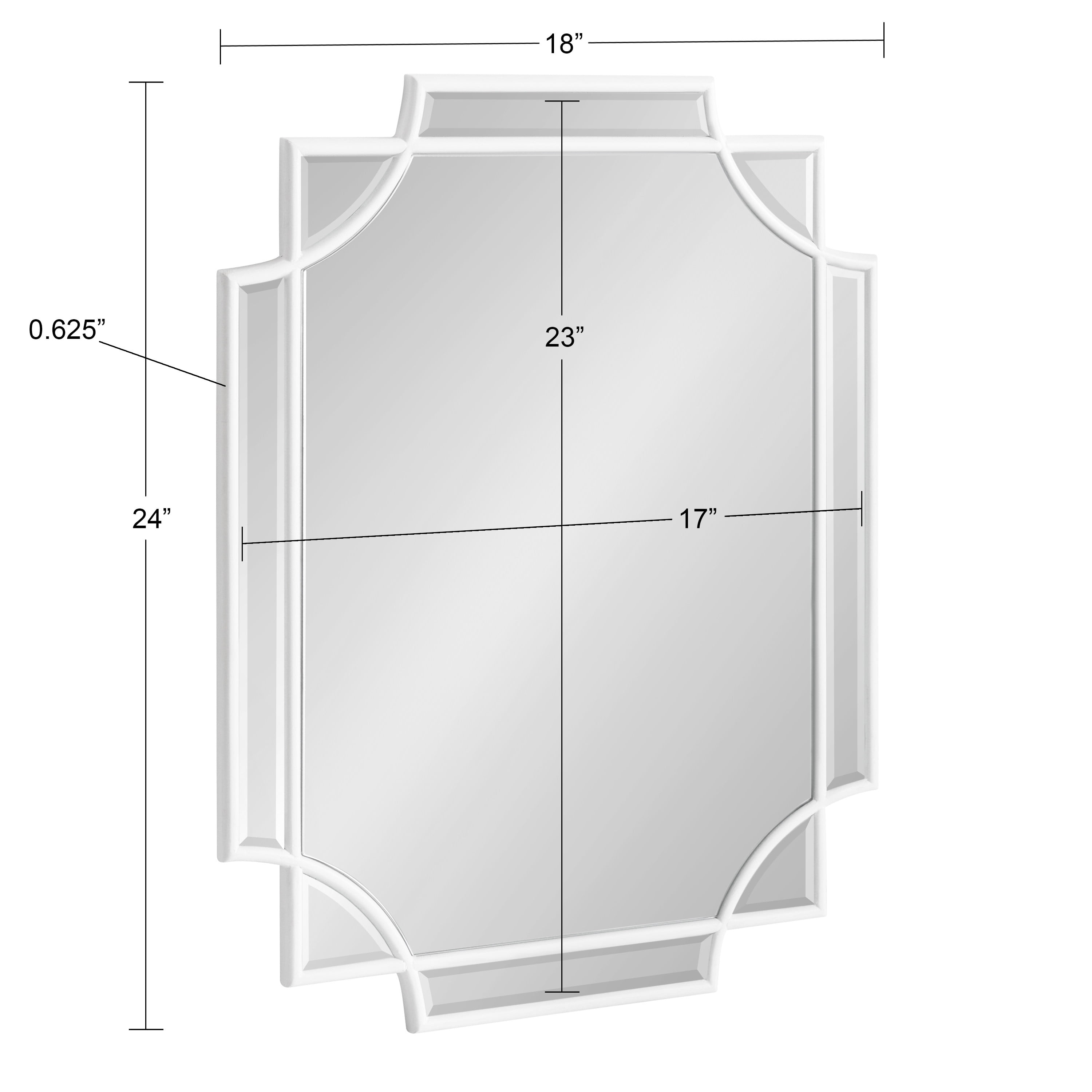 Kate and Laurel Minuette Glam Wall Mirror, 18 x 24, White, Boho-Chic Home Decor for Wall