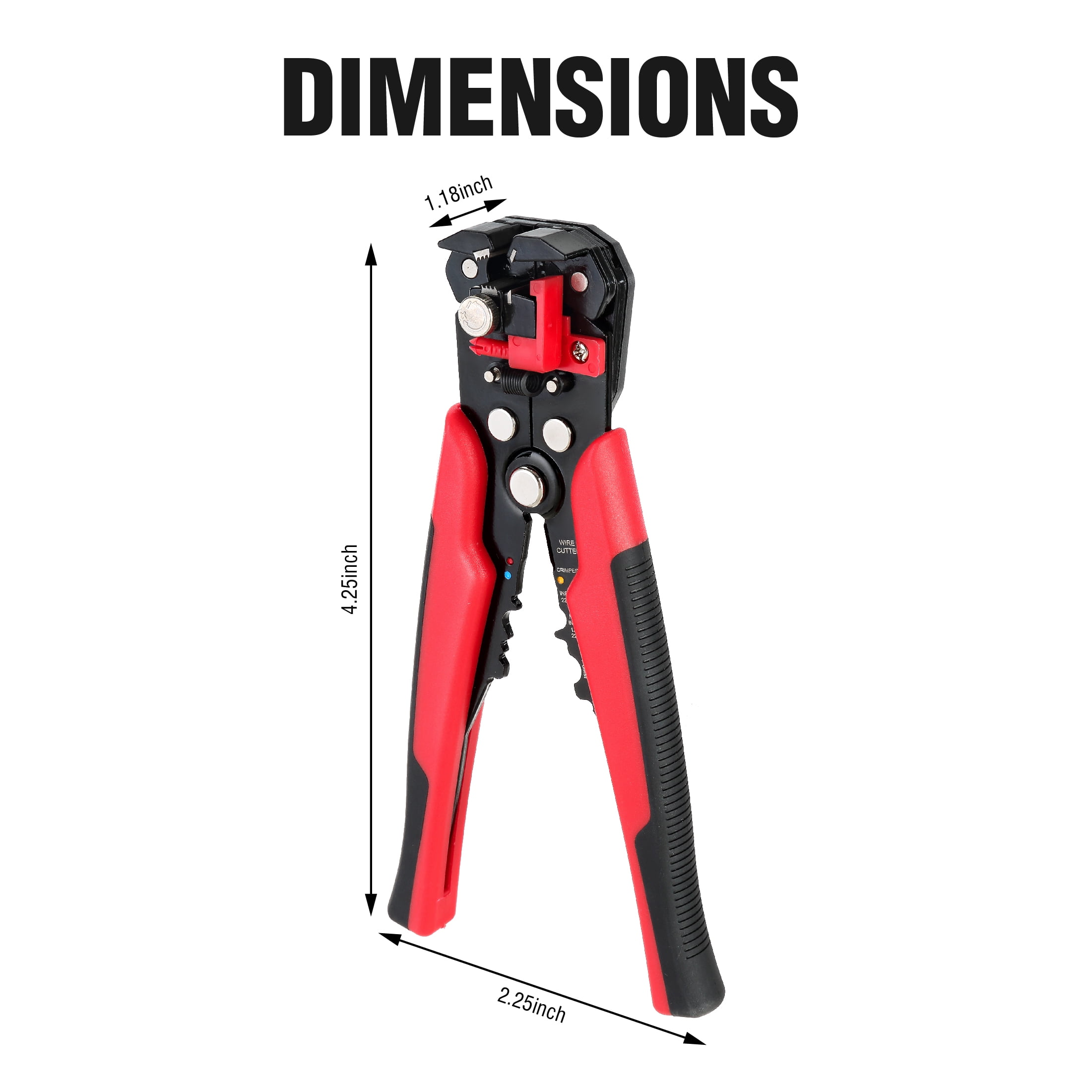 Hyper Tough 8-inch Self-Adjusting Wire Stripper, Crimper and Cutter, 24–10 AWG