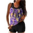 thumbnail image 2 of Nrmvnmi Tankini Swimsuits for Women 2 Piece Bathing Suits Floral Prints Round Neck Swim Tank Top with Boy Shorts Modest Swimwear Mothers Day Gifts, 2 of 5