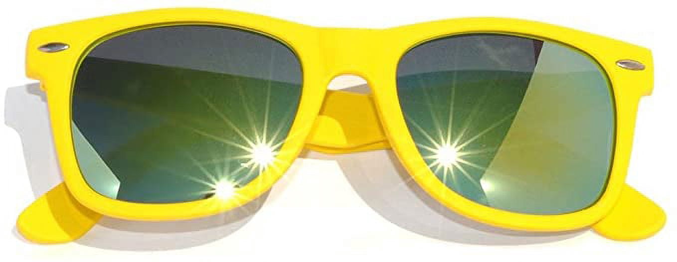 Yellow Retro unisex color block mirrored lens Sun Glasses Unisex Yellow Sunglasses Retro Festival Sunglasses - Etsy main image 4