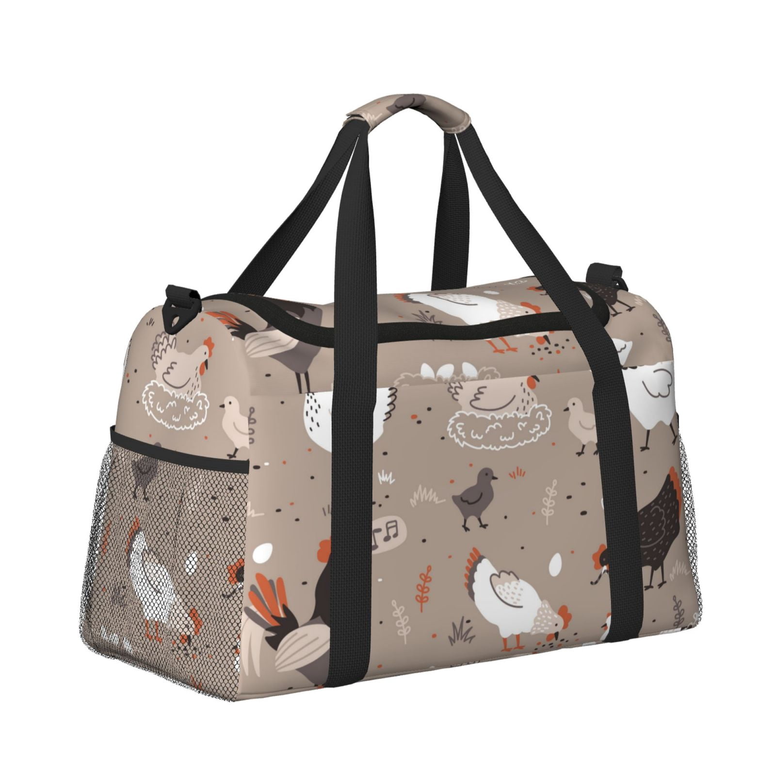 Fuzoiu Chicken Print Travel Duffle Bag,Carry On Tote Bags,Duffel Bag,Sport Gym Bag, Hospital Bag for Labor and Delivery, Overnight Bag,Luggage Bag