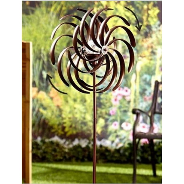 Double Spiral Solar Garden Spinner, Wind Spinners For The Garden