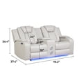 thumbnail image 2 of Modern Power Recliner 2-Piece Set with LED Lights and Bluetooth Speaker in Luxurious Beige Faux Leather, 2 of 10