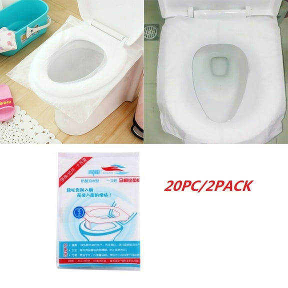 Disposable Toilet Seat Covers | 20 Pack | Travel Sanitary Paper Liners | Wood Pulp Material | Thicker Non-Slip Waterproof Design | Individually Wrapped | Portable & Breathable | Comfortable Touch
