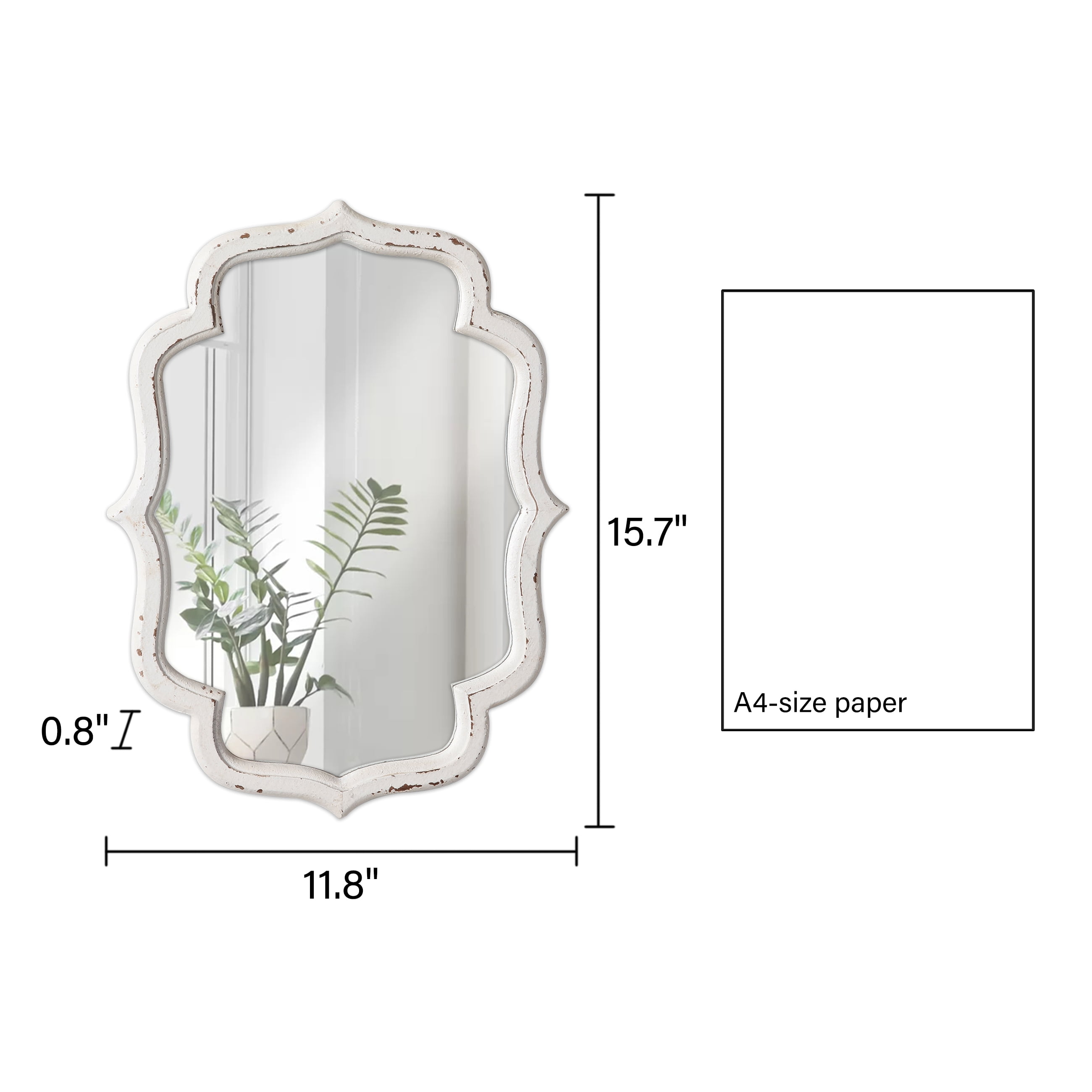 Sintosin Wall Mirror, Rustic Farmhouse Bathroom Mirror 16"x12" Distressed White Wood Framed, Hanging Decorative Small Mirror for Living Room, Bedroom, Entryway Decor
