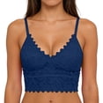 thumbnail image 2 of Jinhomg Women's Lace Padded Bralette Plunge Wireless Longline Bra Breathable Everyday Bras Blue Free Size, 2 of 9