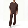 thumbnail image 2 of Ceisia Men's Oversized Crew Neck Brushed Fleece Sweatshirt & Wide-Leg Pants Set - Warm Breathable Casual Two-Piece Tracksuit Gifts, 2 of 9