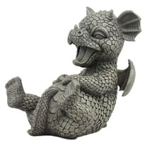 Ebros Whimsical L.O.L Soul Garden Laughing Out Dragon Statue 7.75" Tall Faux Stone Resin Finish Hilarious LOL Fantasy Animated Dragons Welcome Guest Greeter Decor Figurine