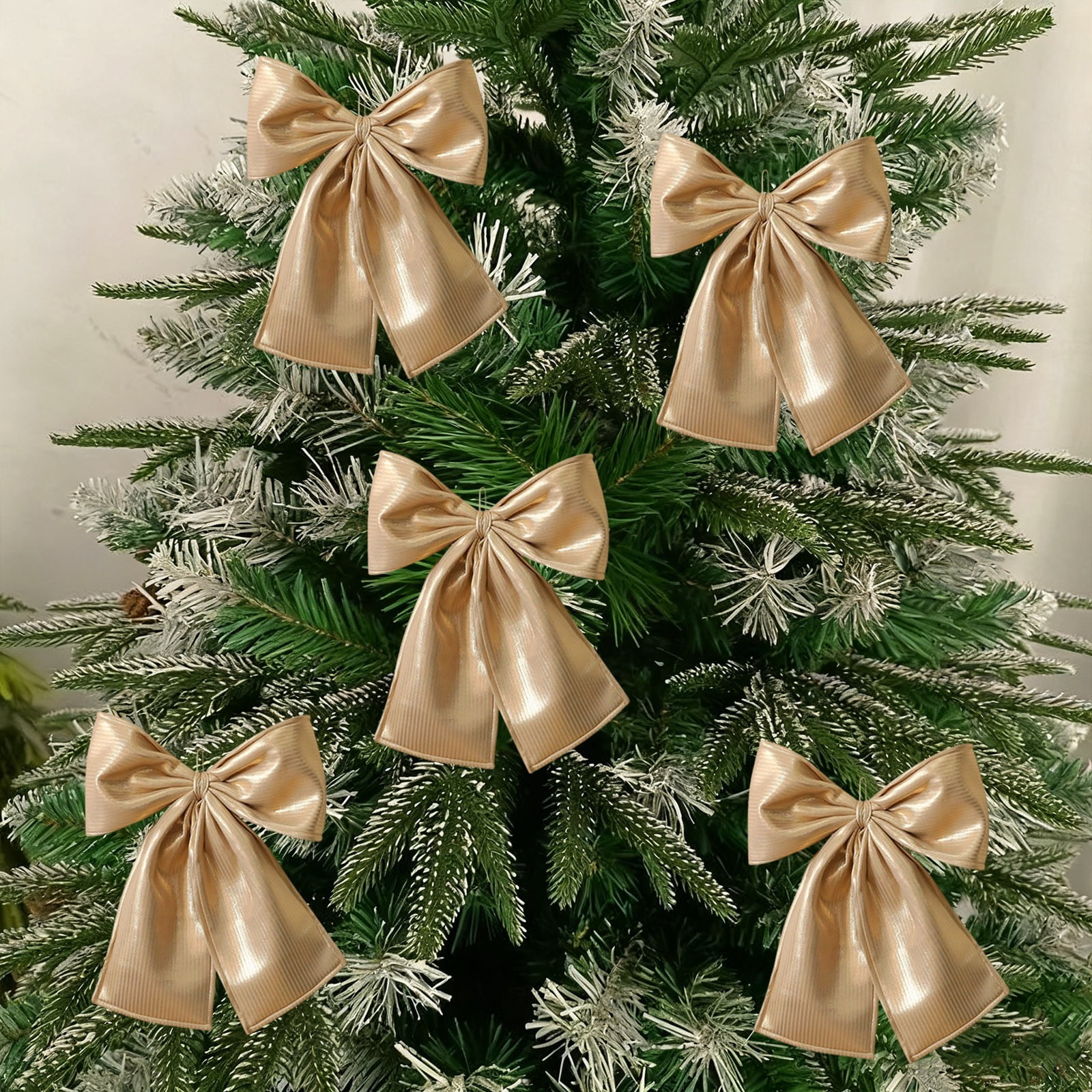 13.78*11.81Inch Christmas Tree Toppers and Decorative Bows with Ties,Vintage Style Ribbon Bowknot for Hanging on Gift Wrapping,Garland Wreath,Front Door Holiday Decor Indoor Outdoor Use