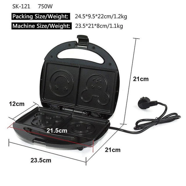 Sandwichera CHAO Dibujos animados Mickey Waffle Maker Parrilla de doble capa Cara sonriente