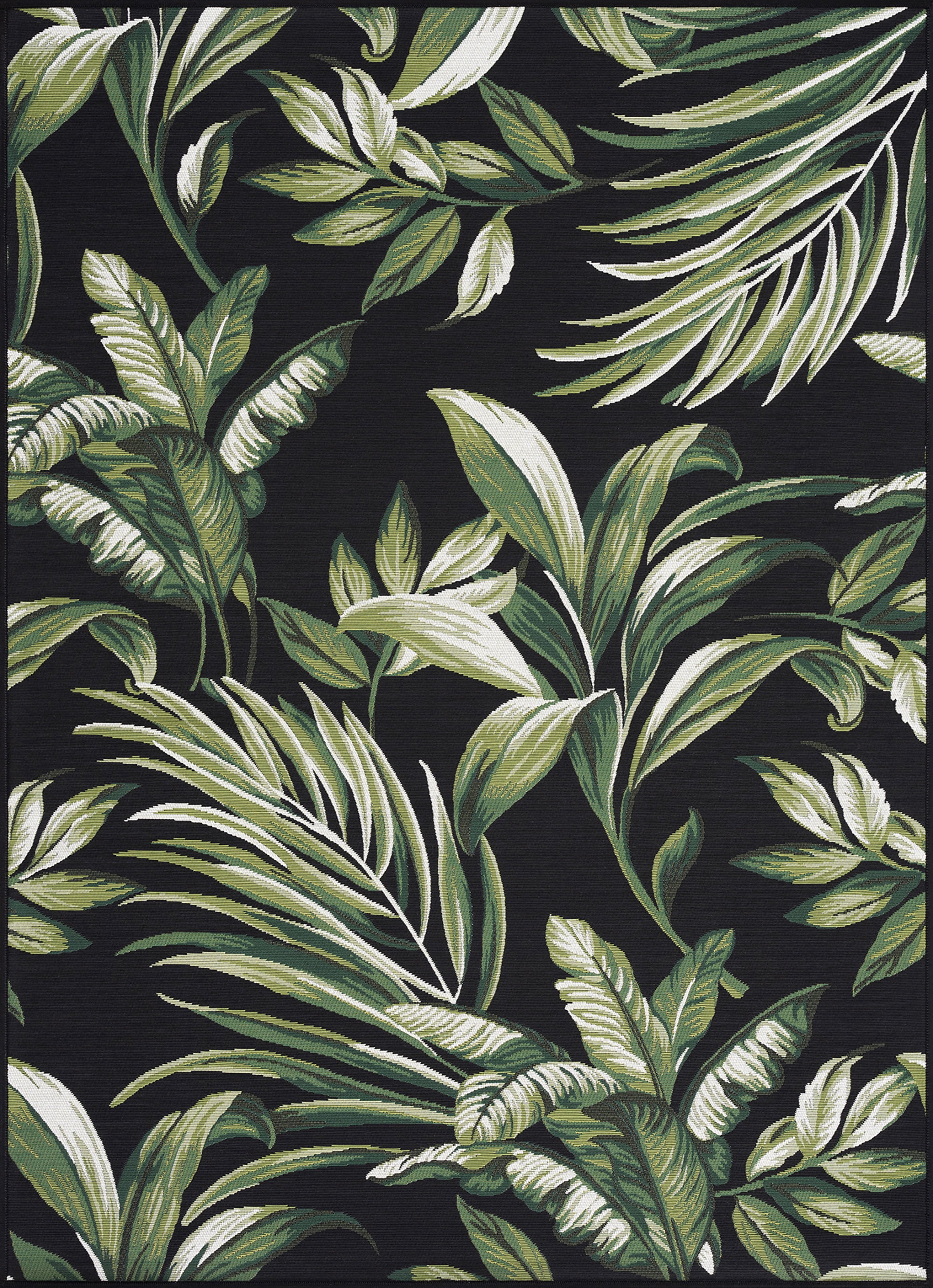 Stunning Transitional 8' x 10' Black and Green Polypropylene Outdoor Area Rug