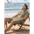 thumbnail image 5 of Men's Linen Blend Short Sleeve Shirt & Shorts Set, Casual Summer 2 Piece Outfit Green M, 5 of 9