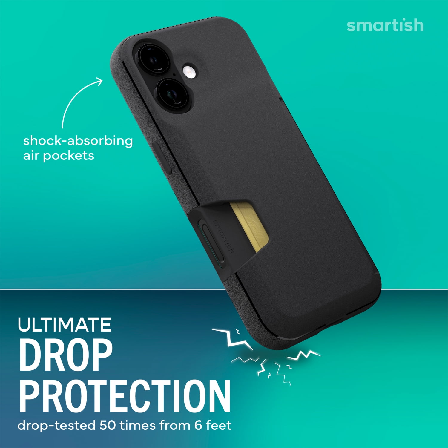 Smartish® iPhone 17 Wallet Case - Wallet Slayer Vol. 1 [Slim + Protective] Credit Card Holder - Drop Tested Flip Hidden Card Slot Cover For Apple iPhone 17 - Black Tie Affair