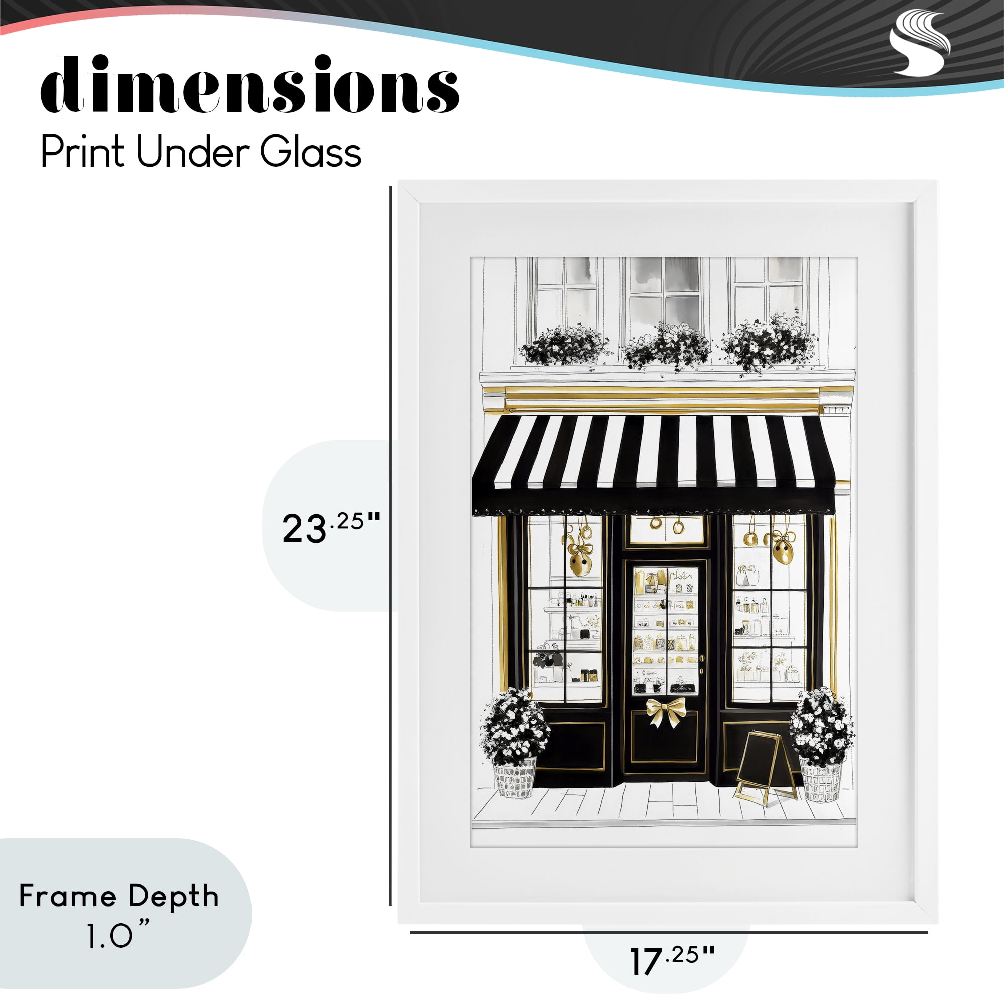 Stupell Industries Paris Storefront Window Display White Framed Print Under Glass, design by Petal Prints Design