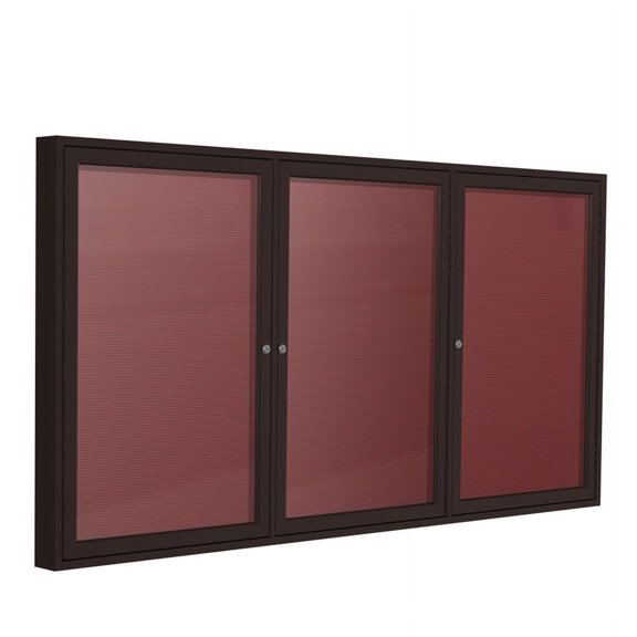 Ghent's Vinyl 48" x 72" 3 Door Enclosed Flannel Letterboard in Burgundy Red