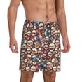 thumbnail image 2 of Logiee rock record music Skull Print Men's Pajama Shorts with Drawstring & Pockets,Sleep Shorts for Men,Sleepwear Bottoms,Elastic Waistband Loungewear-XX-Large, 2 of 6