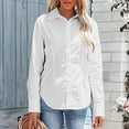 thumbnail image 4 of LOVZFMLL Women's Tops Solid Color Casual Essential Everyday Versatile Work Button Down Shirt, Going Out Tops V-Neck Long Sleeve Relaxed Fit Blouse Fall Outfits for Women 2025, 4 of 9